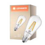 Ledvance Classic LED Edison E27 Pære Filament Klar 3.8W 806lm - 827 Ekstra Varm Hvit | Erstatter 60W
