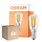Fordelspakning 6x Osram LED Special E14 Tubular Pære T26 Filament Klar 2.8W 250lm - 827 Ekstra Varm Hvit | Dimbar - Erstatter 25W